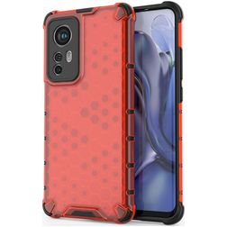 Mobigear Honeycomb Xiaomi 12 Plastique rigide Coque arrière Antichoc - Rouge