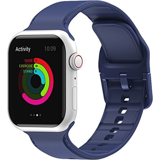 Mobigear Dashed Bracelet Silicone Apple Watch Fermeture boucle ardillon - 42/41/40/38 mm - Dark Blue