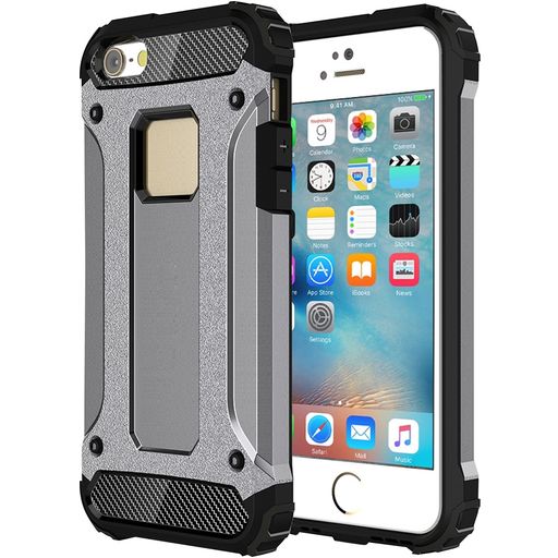 Mobigear Outdoor Coque iPhone SE (2016) Coque arrière Rigide Anti-Chocs - Gris