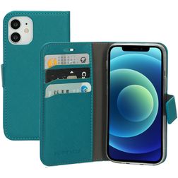 Mobiparts Saffiano Wallet iPhone 12 Mini Étui Portefeuille - Turquoise