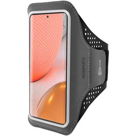 Mobiparts Comfort Fit Brassard Téléphone Samsung Galaxy A72 Brassard Coque de Sport en Neoprène - Noir