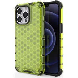 Mobigear Honeycomb Coque iPhone 14 Pro Max Coque arrière Rigide Anti-Chocs - Vert
