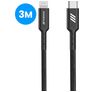 Mobigear Nylon - Câble USB-C vers Apple Lightning MFI 3 mètres - Noir