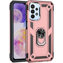 Mobigear Armor Ring Samsung Galaxy A23 Plastique rigide Coque arrière Antichoc avec bague de maintien - Rose doré
