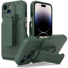 Mobigear Explorer Coque iPhone 14 Pro Max Coque arrière Rigide Anti-Chocs avec Support Amovible - Vert