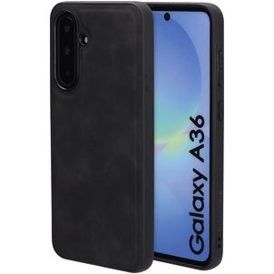 Mobiparts Classic Coque Samsung Galaxy A36 MagSafe Coque arrière en TPU,Similicuir - Graphite Black