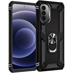 Mobigear Armor Ring Motorola Moto G82 Plastique rigide Coque arrière Antichoc avec bague de maintien - Noir