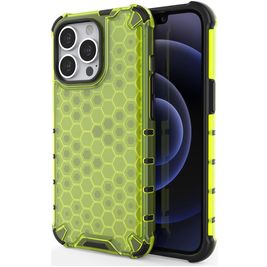 Mobigear Honeycomb Coque iPhone 14 Pro Coque arrière Rigide Anti-Chocs - Vert