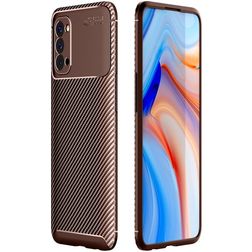 Mobigear Racing Coque OPPO Reno 4 Coque arrière en TPU Souple - Marron