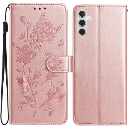 Mobigear Flowers Housse Samsung Galaxy A17 Etui Porte-Monnaie - Rose doré