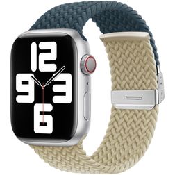 Mobigear Braided Dual Bracelet Nylon Apple Watch Fermeture à pince - 49/46/45/44 mm - Blanc / Bleu