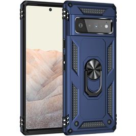 Mobigear Armor Ring Coque Google Pixel 6 Pro Coque arrière Rigide Anti-Chocs avec Anneau-Support - Bleu