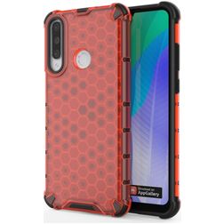 Mobigear Honeycomb Coque Huawei Y6p Coque arrière Rigide Anti-Chocs - Rouge