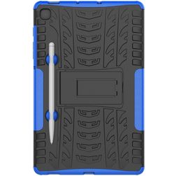 Mobigear Tire Coque Samsung Galaxy Tab S6 Lite Coque Arrière Rigide Antichoc + Porte-crayon + Support Amovible - Noir / Bleu