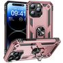 Mobigear Armor Ring Coque iPhone 15 Pro Max Coque arrière Rigide Anti-Chocs avec Anneau-Support - Rose doré