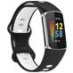 Mobigear Sport Dual Bracelet Silicone Fitbit Charge 5 Fermeture à clou et passant - Noir / Blanc
