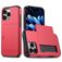 Mobigear Card Coque iPhone 16 Pro Coque arrière Rigide Anti-Chocs avec Porte-Cartes - Rouge