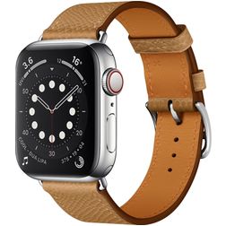 Mobigear Torino Bracelet Cuir Apple Watch Fermeture boucle ardillon - 42/41/40/38 mm - Marron
