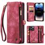 Caseme 008 Housse iPhone 15 Pro Etui avec Coque Détachable Porte-Monnaie - Rouge