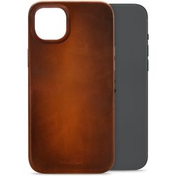 Mobilize Premium Coque iPhone 15 Plus MagSafe Coque arrière en Cuir Véritable - Burned Cognac