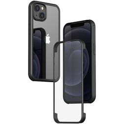 Valenta Full Cover Coque iPhone 15 Pro Coque arrière en Verre trempé Anti-Chocs - Transparent / Noir