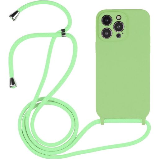 Mobigear Lanyard iPhone 14 Pro Coque avec cordon en Silicone - Vert