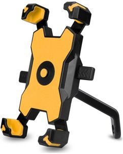 Mobigear PushHold Support Moto Rétroviseur Pince Universel - Jaune