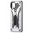 Mobigear Armor Stand Coque Samsung Galaxy A12 Coque arrière Rigide Anti-Chocs avec Support Amovible - Argent