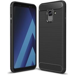 Mobigear Brushed Slim Samsung Galaxy A8 (2018) TPU souple Coque arrière - Noir