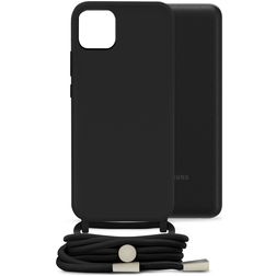 Mobilize Lanyard Gelly Samsung Galaxy A03 Coque avec cordon en TPU Souple - Noir