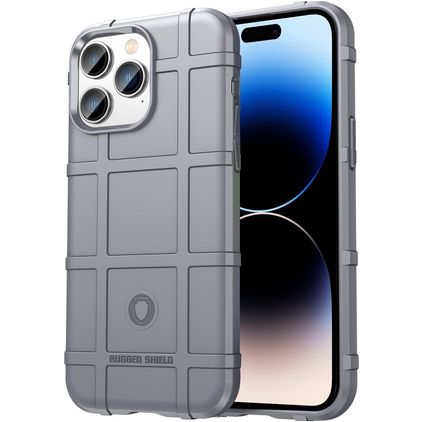 Mobigear Rugged Shield iPhone 14 Pro Max TPU souple Coque arrière Antichoc - Gris