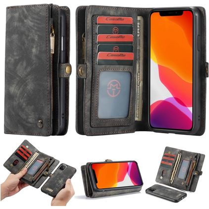 CaseMe 008 iPhone 11 Coque Étui 2en1 avec coque amovible Portefeuille - Noir