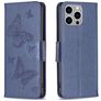 Mobigear Butterfly Housse iPhone 15 Pro Max Etui Porte-Monnaie - Bleu