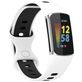 Mobigear Sport Dual Bracelet Silicone Fitbit Charge 5 Fermeture à clou et passant - Noir / Blanc