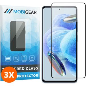 Mobigear Premium Xiaomi Redmi Note 12 Pro Verre trempé Protection d'écran - Compatible Coque - Noir (Lot de 3)