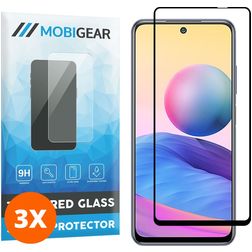 Mobigear Premium Xiaomi Redmi Note 10 5G Verre trempé Protection d'écran - Compatible Coque - Noir (Lot de 3)