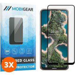 Mobigear Premium Nokia X20 Verre trempé Protection d'écran - Compatible Coque - Noir (Lot de 3)