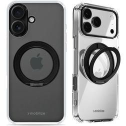 Mobilize 360 Rotating Ring Coque iPhone 16 MagSafe Coque arrière Rigide avec Anneau-Support - Noir