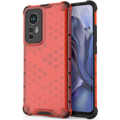 Mobigear Honeycomb Coque Xiaomi 12 Coque arrière Rigide Anti-Chocs - Rouge