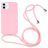 Mobigear Lanyard iPhone 16 Plus Coque avec cordon en Silicone - Rose