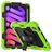 Mobigear SureGrip Xtreme Coque iPad Mini 7 (2024) Coque arrière en Plastique rigide,Silicone + Porte-crayon + Bandoulière + Support Amovible - Noir / Vert
