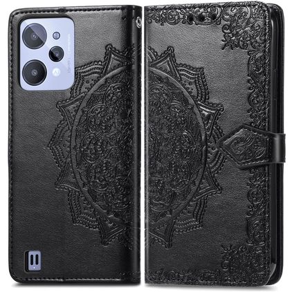 Mobigear Mandala Housse Realme C31 Etui Porte-Monnaie - Noir