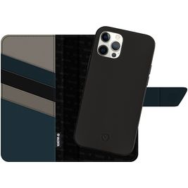 Valenta Snap Luxe Housse iPhone 12 Pro Etui avec Coque Détachable en Cuir Véritable Porte-Monnaie - Noir