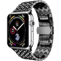 Mobigear Dragon Bracelet Acier Apple Watch Fermeture boucle déployante - 49/46/45/44 mm - Noir