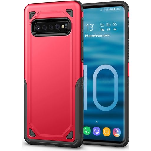 Mobigear Slim Armor Coque Samsung Galaxy S10 Plus Coque arrière Rigide Anti-Chocs - Rouge