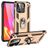 Mobigear Armor Ring Xiaomi Redmi 10C Plastique rigide Coque arrière Antichoc avec bague de maintien - Or