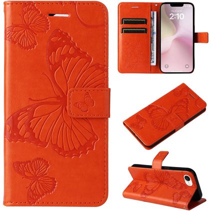 Mobigear Butterfly Housse iPhone 17e Etui Porte-Monnaie - Orange