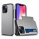 Mobigear Card Coque iPhone 15 Coque arrière Rigide Anti-Chocs avec Porte-Cartes - Gris