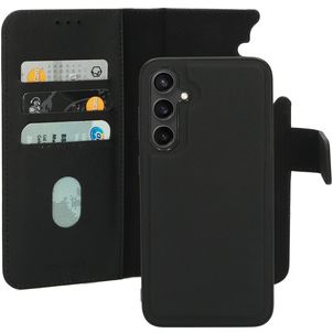 Mobiparts Housse Samsung Galaxy S23 FE Etui avec Coque Détachable en Cuir Véritable Porte-Monnaie - Noir