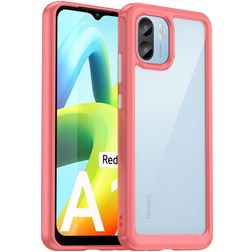 Mobigear Crystal Xiaomi Redmi A1 4G Plastique rigide Coque arrière Antichoc - Transparent / Rouge